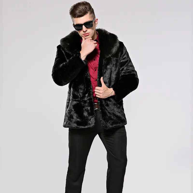 Men's Faux Fur Winter Coat and Plush Jacket
