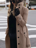 Women's Slim Fitting Woolen Coat for Autumn/Winter